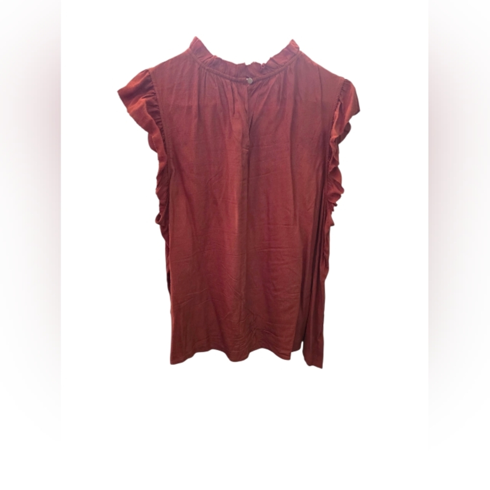 Chic Ruffle Sleeve Blouse - Rust - Picture 2 of 3